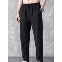 Men's Straight Sweatpants Trousers Pocket Drawstring Solid Color Breathable Outdoor Full Length Pants Casual Daily Stylish Casual Black / Red Black Micro-elastic / Winter