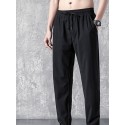 Men's Straight Sweatpants Trousers Pocket Drawstring Solid Color Breathable Outdoor Full Length Pants Casual Daily Stylish Casual Black / Red Black Micro-elastic / Winter