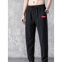 Men's Straight Sweatpants Trousers Pocket Drawstring Solid Color Breathable Outdoor Full Length Pants Casual Daily Stylish Casual Black / Red Black Micro-elastic / Winter