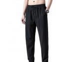 Men's Straight Sweatpants Trousers Pocket Drawstring Solid Color Breathable Outdoor Full Length Pants Casual Daily Stylish Casual Black / Red Black Micro-elastic / Winter