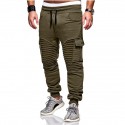 foreign trade hot sale autumn and winter new men's pleated stitching fitness pants side large pocket sports pants casual pants men