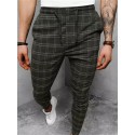 Men's Joggers Trousers Casual Pants Drawstring Elastic Waist Grid / Plaid Comfort Breathable Pants Casual Daily Cotton Blend Sports Fashion Green Micro-elastic