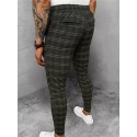 Men's Joggers Trousers Casual Pants Drawstring Elastic Waist Grid / Plaid Comfort Breathable Pants Casual Daily Cotton Blend Sports Fashion Green Micro-elastic
