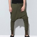 Men's Harem Pocket Baggy Solid Color Breathable Lightweight Full Length Pants Casual Daily Cotton Blend Casual Hip-Hop ArmyGreen Black Micro-elastic