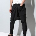 Men's Harem Pocket Baggy Solid Color Breathable Lightweight Full Length Pants Casual Daily Cotton Blend Casual Hip-Hop ArmyGreen Black Micro-elastic