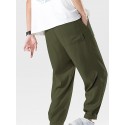 Men's Joggers Sweatpants Trousers Pocket Elastic Drawstring Design Solid Color Breathable Soft Pants Casual Daily Fashion Streetwear Green Black / Elasticity