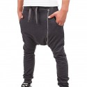 Men's Harem Baggy Solid Color Breathable Lightweight Full Length Pants Casual Daily Cotton Casual Hip-Hop Black Light Grey Micro-elastic