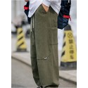 Men's Joggers Trousers Winter Pants Drawstring Elastic Waist Solid Color Comfort Breathable Pants Casual Daily Corduroy Sports Fashion Green Black Micro-elastic / Elasticity