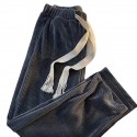 Men's Straight Culottes Wide Leg Sweatpants Drawstring Elastic Waist Solid Color Comfort Breathable Pants Casual Daily Corduroy Sports Fashion Black Grey Micro-elastic / Elasticity