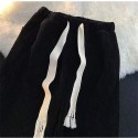 Men's Straight Culottes Wide Leg Sweatpants Drawstring Elastic Waist Solid Color Comfort Breathable Pants Casual Daily Corduroy Sports Fashion Black Grey Micro-elastic / Elasticity