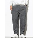 Men's Harem Pants Patchwork Elastic Waist Solid Color Breathable Soft Full Length Pants Casual Daily Corduroy Casual Harlem Pants Loose Fit Black Gray Micro-elastic / Drawstring