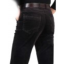 Men's Dress Pants Pocket Solid Color Breathable Outdoor Full Length Pants Business Casual Corduroy Casual Trousers Black Fuchsia Micro-elastic