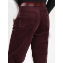 Men's Dress Pants Pocket Solid Color Breathable Outdoor Full Length Pants Business Casual Corduroy Casual Trousers Black Fuchsia Micro-elastic