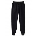 Fleece Lined Sweatpants for Men with Pockets, Hip-Hop Drawstring Harem Pants Running Workout Activewear,Black
