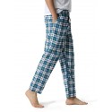 Men's Chinos Pajamas Plaid Checkered Full Length Pants Home Christmas Basic Loose Fit Smoky gray Black Micro-elastic