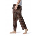 Men's Chinos Pajamas Plaid Checkered Full Length Pants Home Christmas Basic Loose Fit Smoky gray Black Micro-elastic