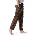 Men's Chinos Pajamas Plaid Checkered Full Length Pants Home Christmas Basic Loose Fit Smoky gray Black Micro-elastic