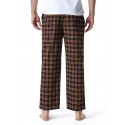 Men's Chinos Pajamas Plaid Checkered Full Length Pants Home Christmas Basic Loose Fit Smoky gray Black Micro-elastic
