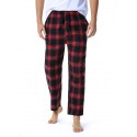 Men's Chinos Pajamas Plaid Checkered Full Length Pants Home Christmas Basic Loose Fit Smoky gray Black Micro-elastic