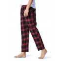 Men's Chinos Pajamas Plaid Checkered Full Length Pants Home Christmas Basic Loose Fit Smoky gray Black Micro-elastic