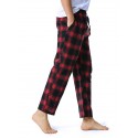 Men's Chinos Pajamas Plaid Checkered Full Length Pants Home Christmas Basic Loose Fit Smoky gray Black Micro-elastic