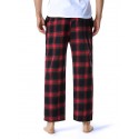 Men's Chinos Pajamas Plaid Checkered Full Length Pants Home Christmas Basic Loose Fit Smoky gray Black Micro-elastic