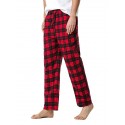 Men's Chinos Pajamas Plaid Checkered Full Length Pants Home Christmas Basic Loose Fit Smoky gray Black Micro-elastic