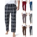 Men's Chinos Pajamas Plaid Checkered Full Length Pants Home Christmas Basic Loose Fit Smoky gray Black Micro-elastic