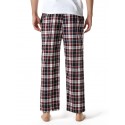 Men's Chinos Pajamas Plaid Checkered Full Length Pants Home Christmas Basic Loose Fit Smoky gray Black Micro-elastic