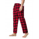 Men's Chinos Pajamas Plaid Checkered Full Length Pants Home Christmas Basic Loose Fit Smoky gray Black Micro-elastic