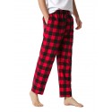 Men's Chinos Pajamas Plaid Checkered Full Length Pants Home Christmas Basic Loose Fit Smoky gray Black Micro-elastic