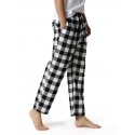 Men's Chinos Pajamas Plaid Checkered Full Length Pants Home Christmas Basic Loose Fit Smoky gray Black Micro-elastic