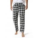 Men's Chinos Pajamas Plaid Checkered Full Length Pants Home Christmas Basic Loose Fit Smoky gray Black Micro-elastic
