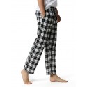 Men's Chinos Pajamas Plaid Checkered Full Length Pants Home Christmas Basic Loose Fit Smoky gray Black Micro-elastic
