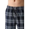 Men's Chinos Pajamas Plaid Checkered Full Length Pants Home Christmas Basic Loose Fit Smoky gray Black Micro-elastic