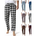 Men's Chinos Pajamas Plaid Checkered Full Length Pants Home Christmas Basic Loose Fit Smoky gray Black Micro-elastic
