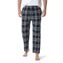 Men's Chinos Pajamas Plaid Checkered Full Length Pants Home Christmas Basic Loose Fit Smoky gray Black Micro-elastic