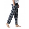 Men's Chinos Pajamas Plaid Checkered Full Length Pants Home Christmas Basic Loose Fit Smoky gray Black Micro-elastic