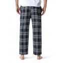 Men's Chinos Pajamas Plaid Checkered Full Length Pants Home Christmas Basic Loose Fit Smoky gray Black Micro-elastic