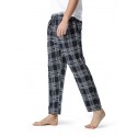 Men's Chinos Pajamas Plaid Checkered Full Length Pants Home Christmas Basic Loose Fit Smoky gray Black Micro-elastic