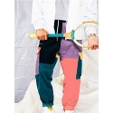 Men's Chinos Pocket Drawstring Patchwork Breathable Lightweight Full Length Pants Casual Daily Corduroy Casual Trousers Rainbow Micro-elastic