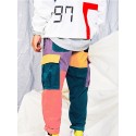 Men's Chinos Pocket Drawstring Patchwork Breathable Lightweight Full Length Pants Casual Daily Corduroy Casual Trousers Rainbow Micro-elastic