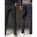 Men's Straight Trousers Casual Pants Pocket Solid Color Comfort Breathable Pants Casual Daily Cotton Blend Stylish Simple Black Blue Micro-elastic