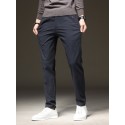 Men's Straight Trousers Casual Pants Pocket Solid Color Comfort Breathable Pants Casual Daily Cotton Blend Stylish Simple Black Blue Micro-elastic