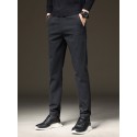 Men's Straight Trousers Casual Pants Pocket Solid Color Comfort Breathable Pants Casual Daily Cotton Blend Stylish Simple Black Blue Micro-elastic