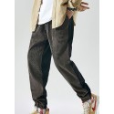 Men's Joggers Pants Sweatpants Drawstring Color Block Comfort Outdoor Full Length Pants Casual Daily Corduroy Streetwear Casual / Sporty Black Gray Micro-elastic