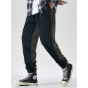 Men's Joggers Pants Sweatpants Drawstring Color Block Comfort Outdoor Full Length Pants Casual Daily Corduroy Streetwear Casual / Sporty Black Gray Micro-elastic