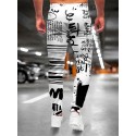 Men's Joggers Sweatpants Trousers Drawstring 3D Print Elastic Waist Graphic Letter Outdoor Sports Full Length Pants Casual Daily Designer Casual / Sporty Black / White Micro-elastic / Elasticity