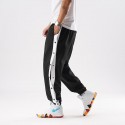 Men's Casual Sweatpants Basketball Pants Tear Away Pants Button Down Striped Easy To Wear High Split Snap Button Jogger Pants with Pocket Workout (Black, XXL)