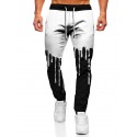 Men's Joggers Sweatpants Trousers 3D Print Elastic Drawstring Design Graphic Color Block Breathable Soft Full Length Pants Casual Daily Fashion Streetwear Black / White Black+Grey Micro-elastic